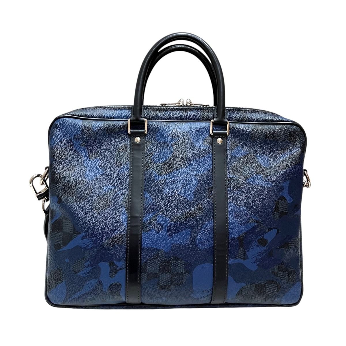 Louis Vuitton Porte Documents Voyage Damier Cobalt Business Bag Canvas Leather — view 2