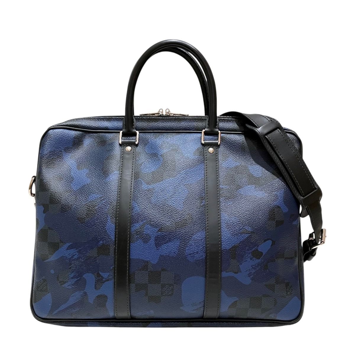 Louis Vuitton Porte Documents Voyage Damier Cobalt Business Bag Canvas Leather