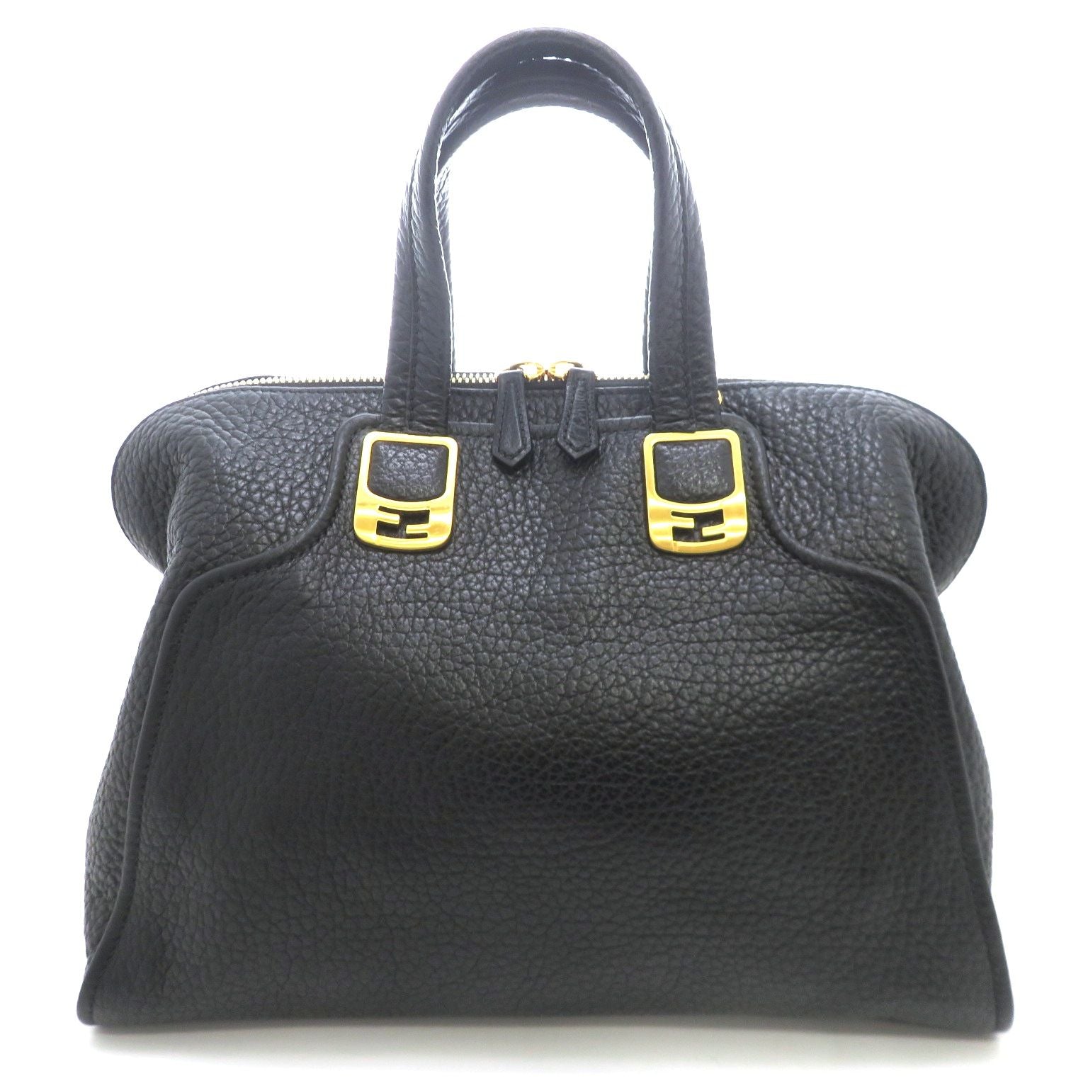 Fendi Chameleon Large 2-Way Shoulder Bag Leather Black
