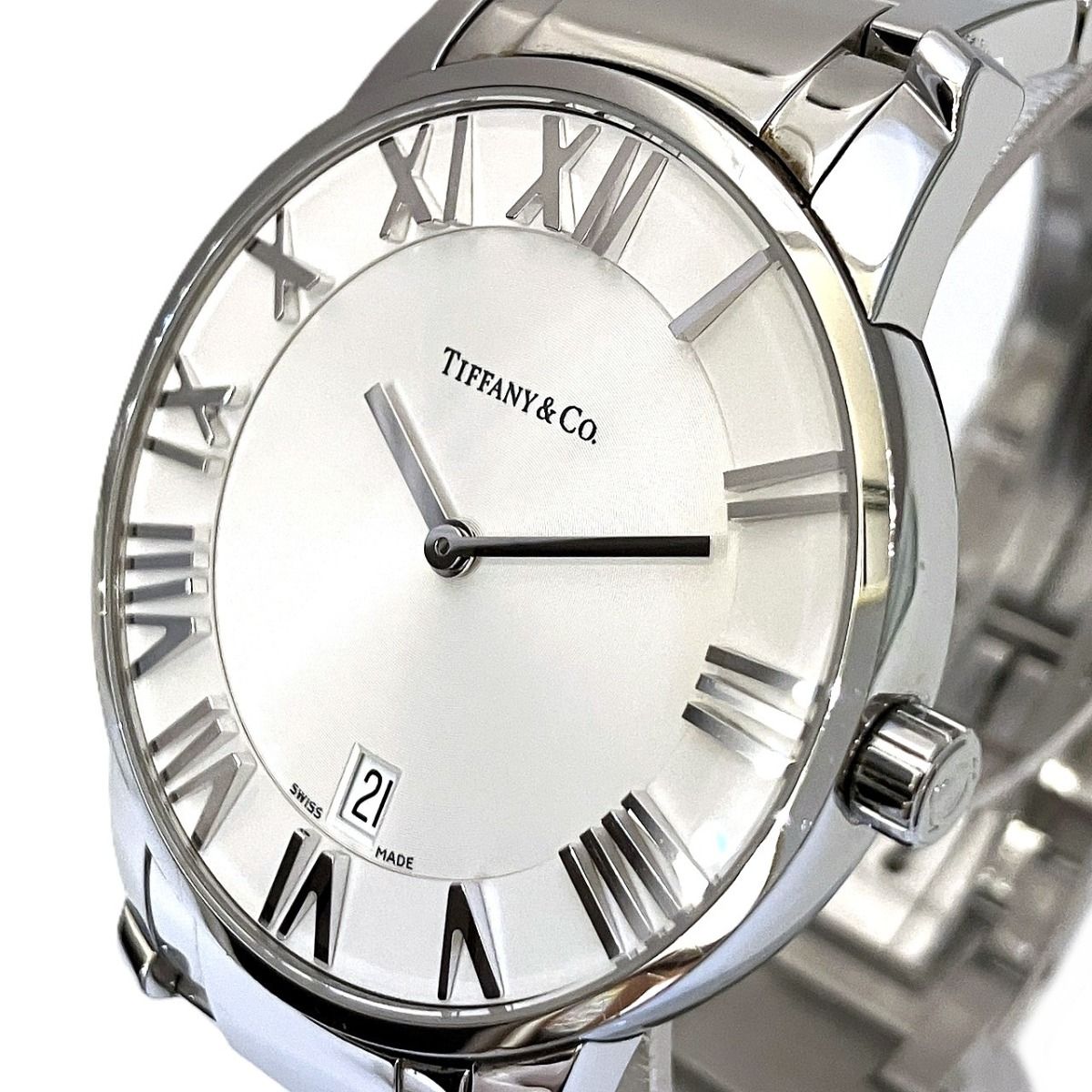 Tiffany & Co Atlas Dome Watch SS Quartz White Dial — view 4