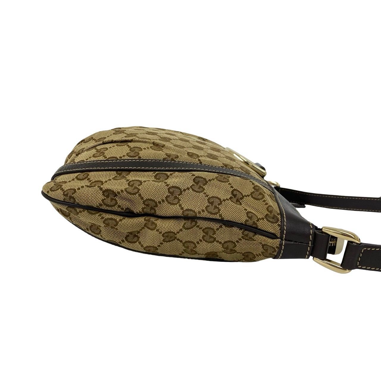 Gucci Abbey Logo Canvas Leather Shoulder Bag Pochette Crossbody Brown — view 6