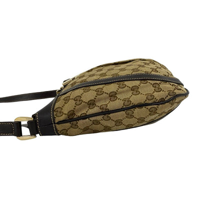 Gucci Abbey Logo Canvas Leather Shoulder Bag Pochette Crossbody Brown — view 5