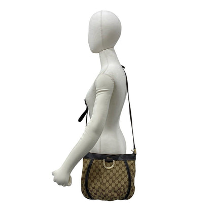 Gucci Abbey Logo Canvas Leather Shoulder Bag Pochette Crossbody Brown — view 2