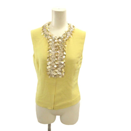 Miu Miu Sequin Top Yellow Sleeveless Zip-up Top 38