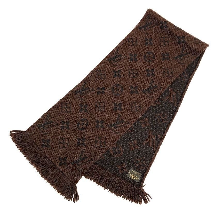 Louis Vuitton Logomania Scarf Brown Monogram Wool Silk