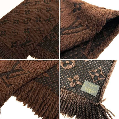 Louis Vuitton Logomania Scarf Brown Monogram Wool Silk — view 3