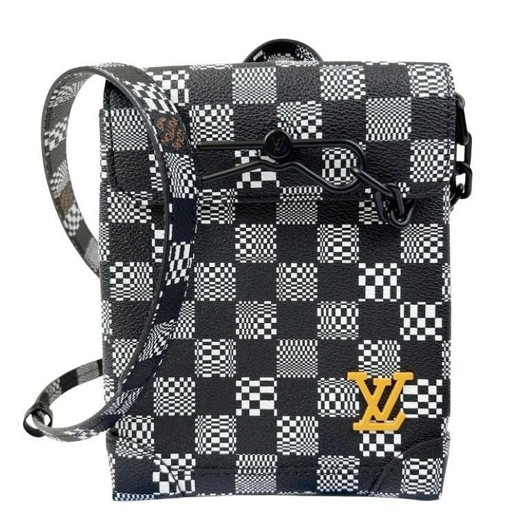 Louis Vuitton Shoulder Bag Steamer XS Black White Damier Distorted 2-Way