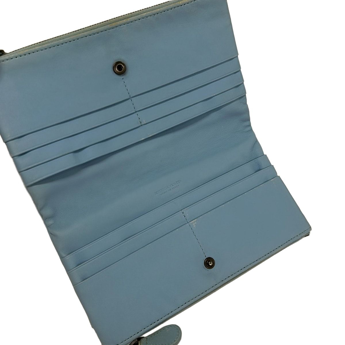 Bottega Veneta Wallet Intrecciato Light Blue Leather — view 3