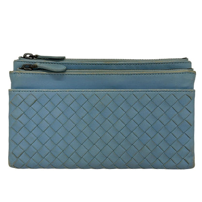 Bottega Veneta Wallet Intrecciato Light Blue Leather