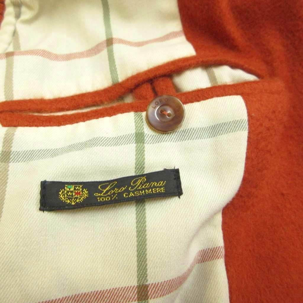 Loro Piana Cashmere Knit Vest Orange Lining Check Pattern Quilted Top M — view 3