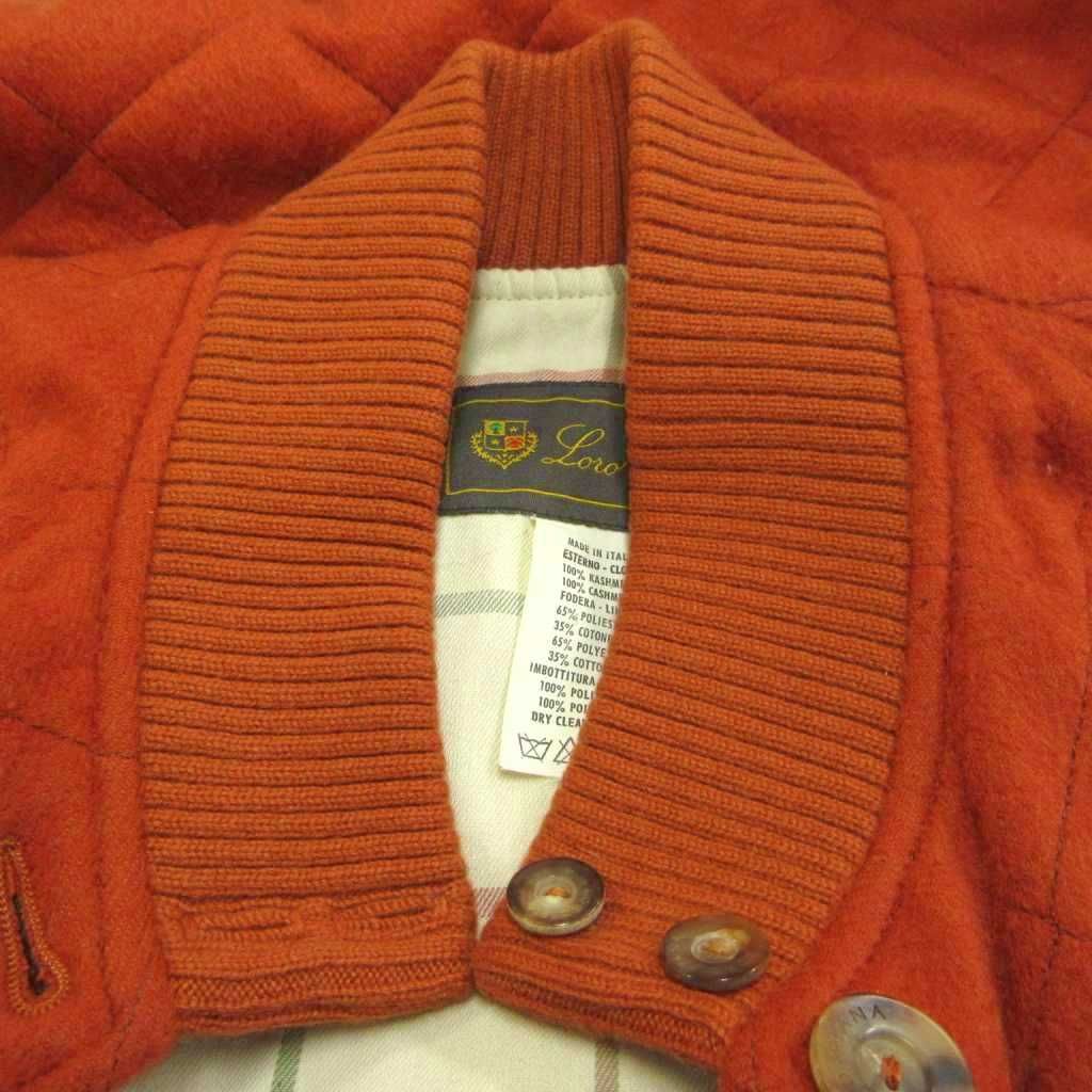 Loro Piana Cashmere Knit Vest Orange Lining Check Pattern Quilted Top M — view 6