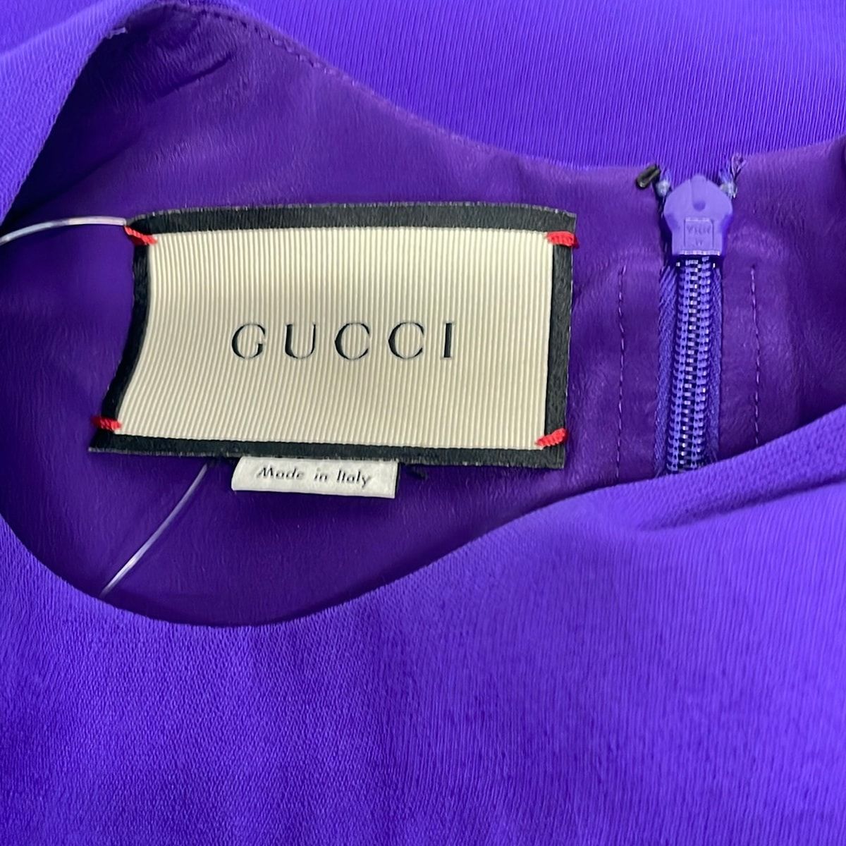Gucci Dress Purple Crew Neck Short Sleeve Knee-length Silk Blend — view 3