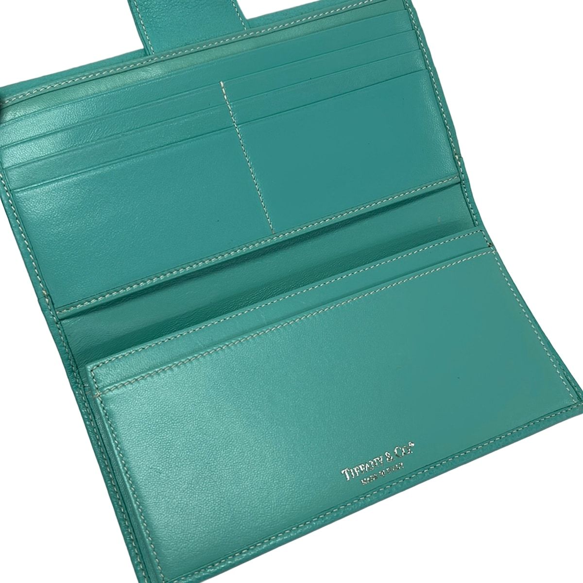 Tiffany & Co Wallet Light Blue Turnlock Leather — view 3