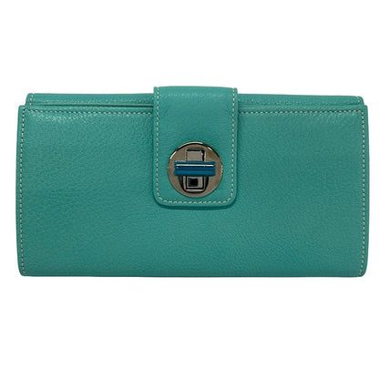 Tiffany & Co Wallet Light Blue Turnlock Leather