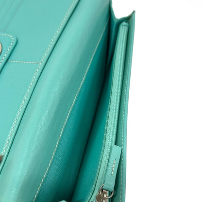 Tiffany & Co Wallet Light Blue Turnlock Leather — view 4