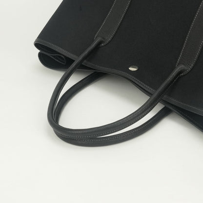 Hermes Garden Party GM 50 Tote Toile Officier Noir Black Silver Handbag — view 4