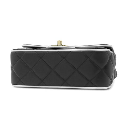 Chanel Shoulder Bag Mini Flap Lambskin Black White Champagne Gold Bicolor — view 3