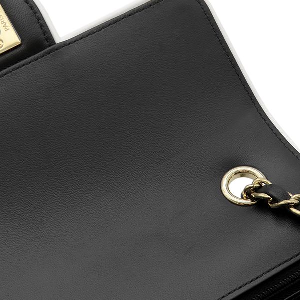 Chanel Shoulder Bag Mini Flap Lambskin Black White Champagne Gold Bicolor — view 7