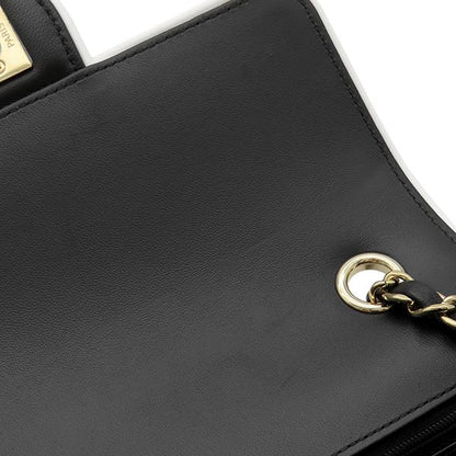 Chanel Shoulder Bag Mini Flap Lambskin Black White Champagne Gold Bicolor — view 7