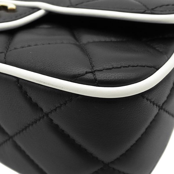 Chanel Shoulder Bag Mini Flap Lambskin Black White Champagne Gold Bicolor — view 4