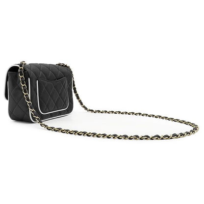 Chanel Shoulder Bag Mini Flap Lambskin Black White Champagne Gold Bicolor — view 2