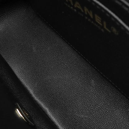 Chanel Shoulder Bag Mini Flap Lambskin Black White Champagne Gold Bicolor — view 8