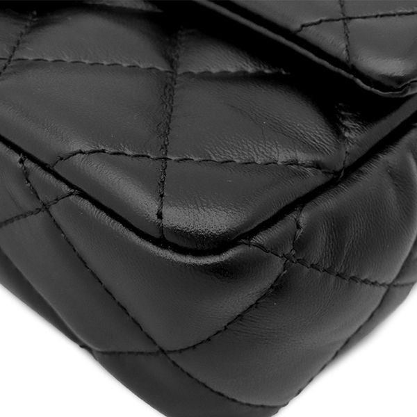 Chanel 2-Way Bag Small Top Handle Flap Lambskin Shiny Black Gold Handbag — view 4