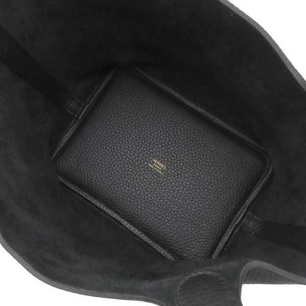 Hermes Handbag Picotin Lock 18 PM Taurillon Clemence Black Gold — view 6