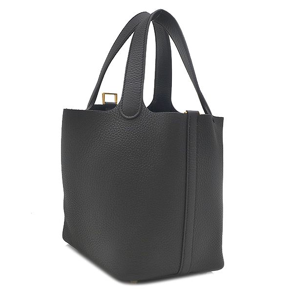 Hermes Handbag Picotin Lock 18 PM Taurillon Clemence Black Gold — view 3