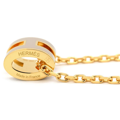 Hermes Necklace Pop H Mini Pendant Lacquer Brown Glace Gold Light H Motif — view 2