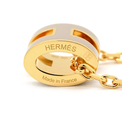 Hermes Necklace Pop H Mini Pendant Lacquer Brown Glace Gold Light H Motif — view 5