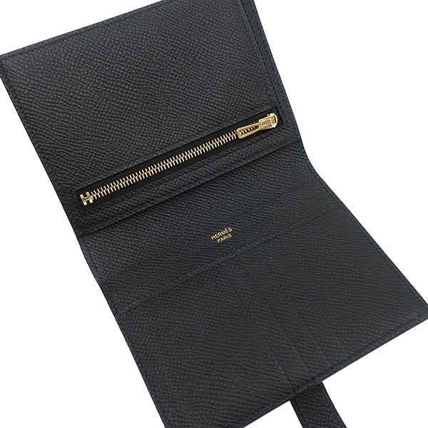 Hermes Bifold Wallet Bearn Compact Veau Epsom Black Gold — view 6