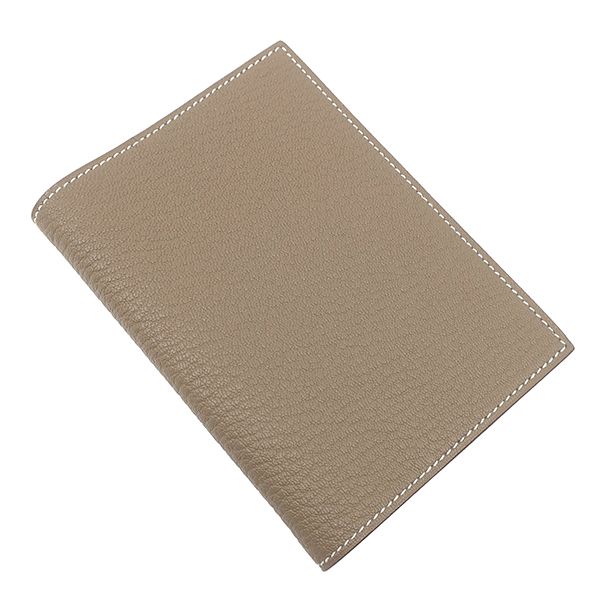 Hermes Notebook Cover Agenda GM Chevre Mysore Etoupe Silver Greige — view 2