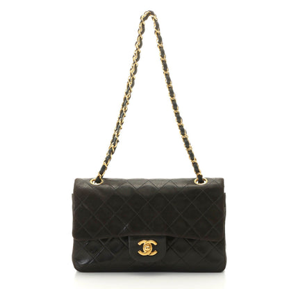Chanel Quilted Double Flap Bag 23 Black Lambskin