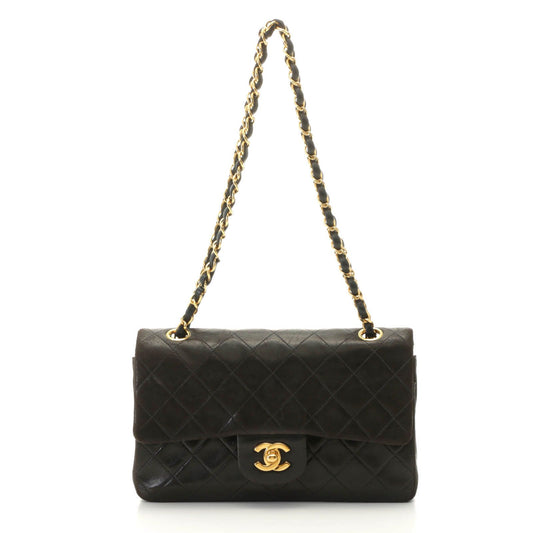 Chanel Quilted Double Flap Bag 23 Black Lambskin