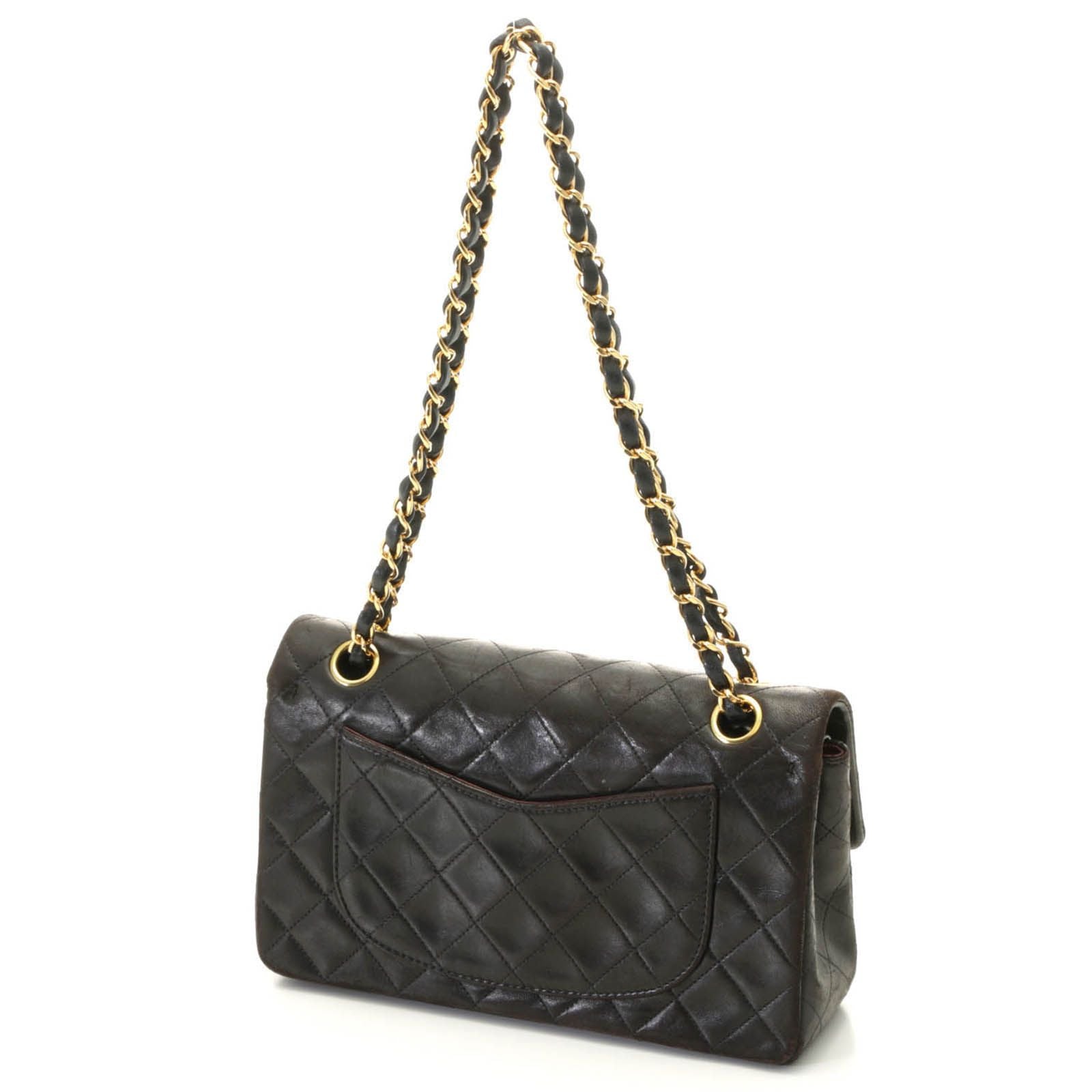 Chanel Quilted Double Flap Bag 23 Black Lambskin — view 2