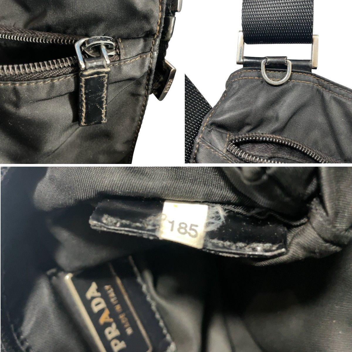 Prada Tessuto Triangle Logo Black Nylon Shoulder Bag — view 6