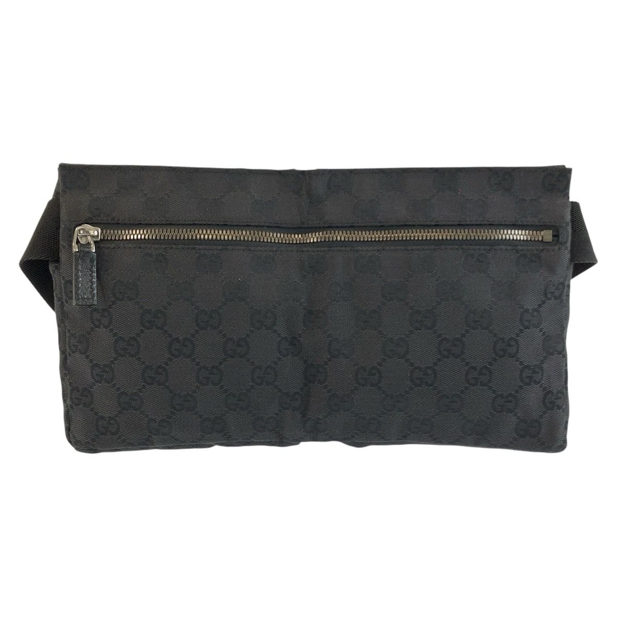 Gucci Black GG Canvas Leather Belt Bag Waist Pouch — view 2