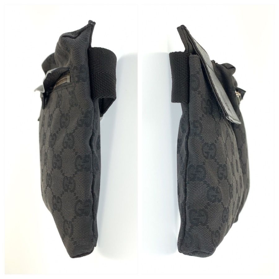 Gucci Black GG Canvas Leather Belt Bag Waist Pouch — view 7