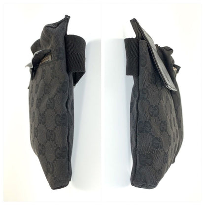 Gucci Black GG Canvas Leather Belt Bag Waist Pouch — view 7