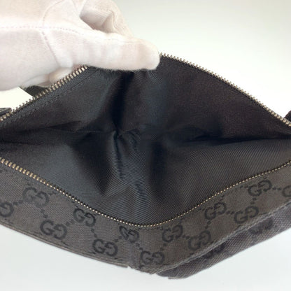 Gucci Black GG Canvas Leather Belt Bag Waist Pouch — view 8