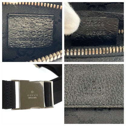 Gucci Black GG Canvas Leather Belt Bag Waist Pouch — view 3