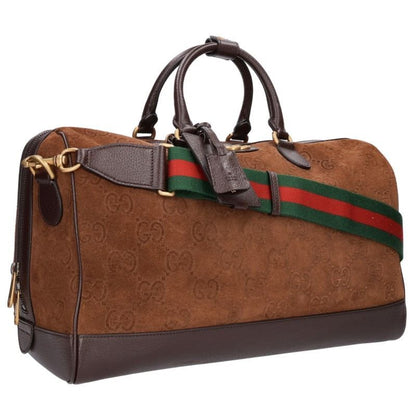 Gucci GG All Over Print Suede Boston Bag