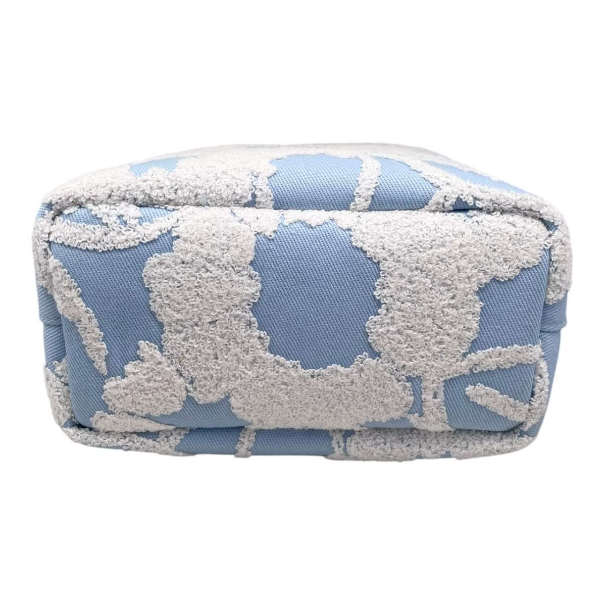 Prada Shoulder Bag Drill Canvas Jacquard Logo Embroidery Blue White Silver — view 5
