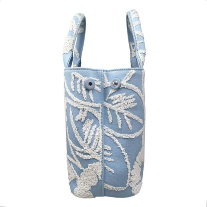 Prada Shoulder Bag Drill Canvas Jacquard Logo Embroidery Blue White Silver — view 3