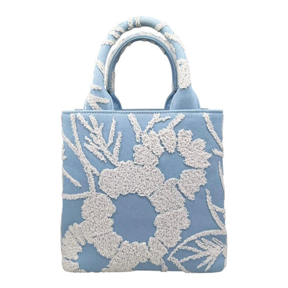 Prada Shoulder Bag Drill Canvas Jacquard Logo Embroidery Blue White Silver — view 2
