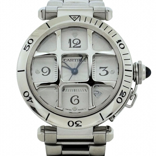 Cartier Pasha 38 Dome Grit Silver Stainless Steel Automatic
