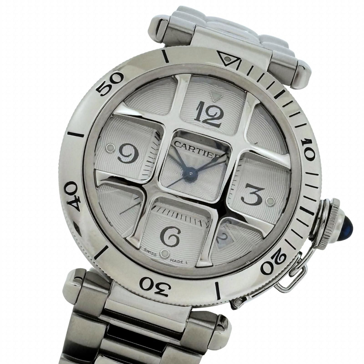 Cartier Pasha 38 Dome Grit Silver Stainless Steel Automatic — view 2