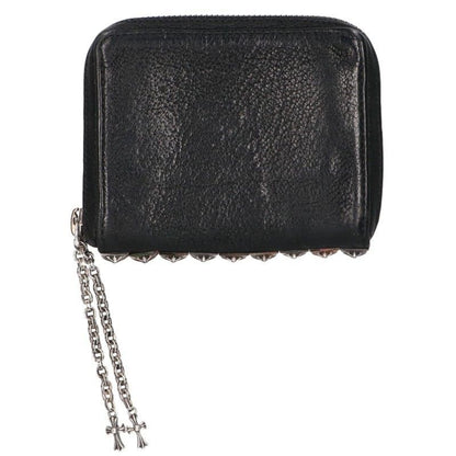 Chrome Hearts 3 Side Zip Pyramid Studs Destroy Leather Wallet