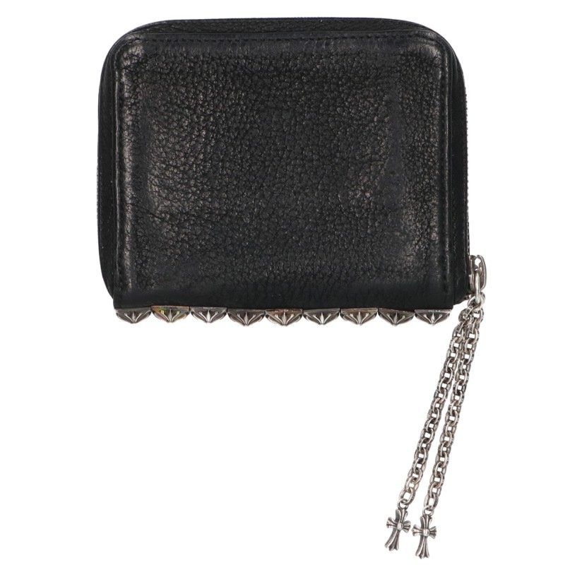 Chrome Hearts 3 Side Zip Pyramid Studs Destroy Leather Wallet — view 2